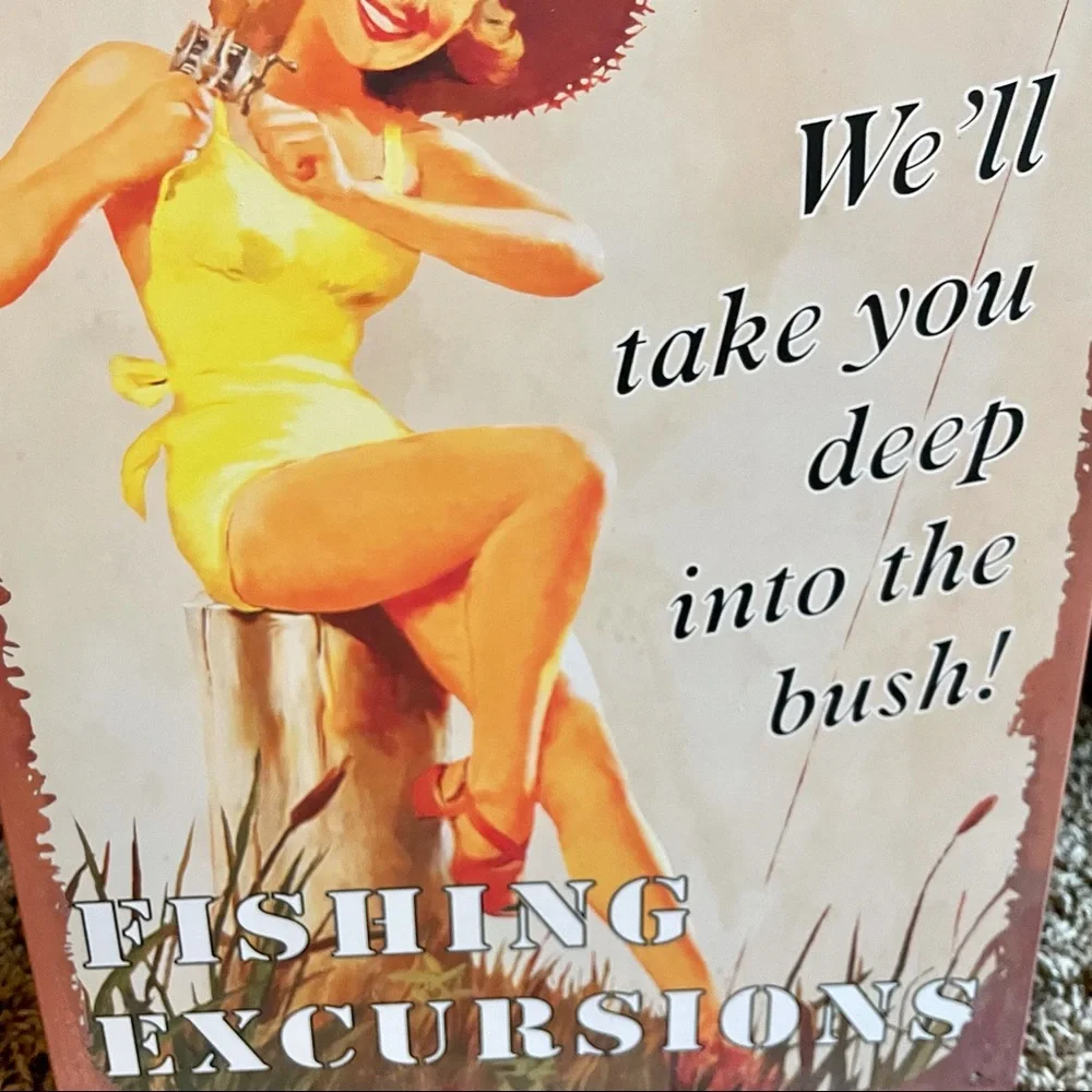 NEW Mary Lou’s Backwater Fishing Metal Sign